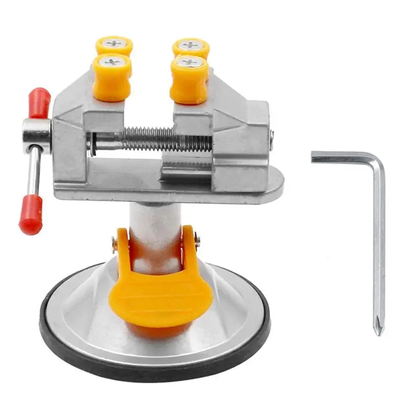 RABIT AS59~ 1 PCS Cup-Type Mini Vise Vise 360-Degree Rotatable Small Vise Vise Mini Walnut Pliers Silver