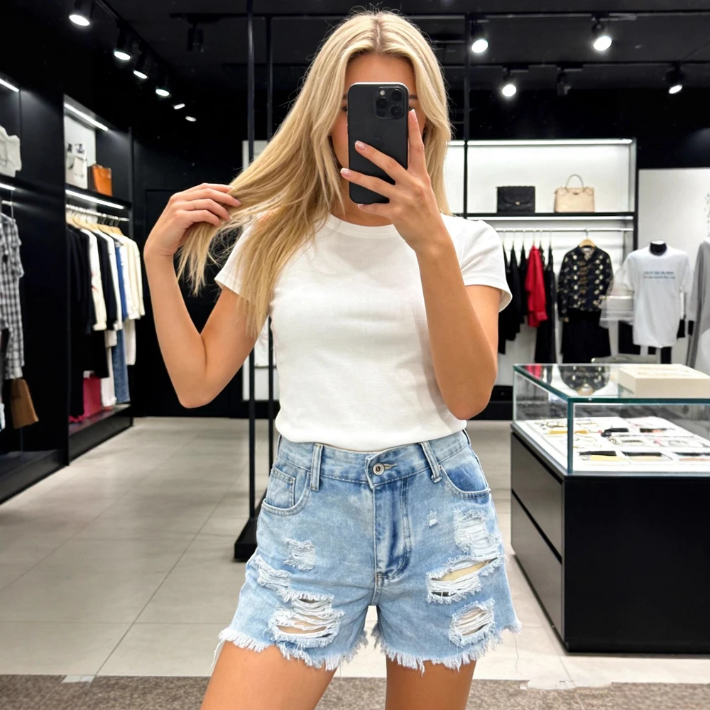 Vintage Fashion Jeans - Womens Denim Jeans Shorts Fashion Y2K