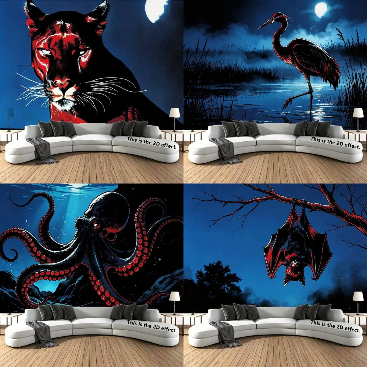 Dark Wildlife Tapestry Background Cloth Hanging Cloth Bedroom Bedside Decorative Wall Cloth