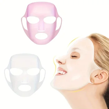 Silicone mask cover, ear-mounted fixed mask to moisturize and absorb essence, reusable facial care tool