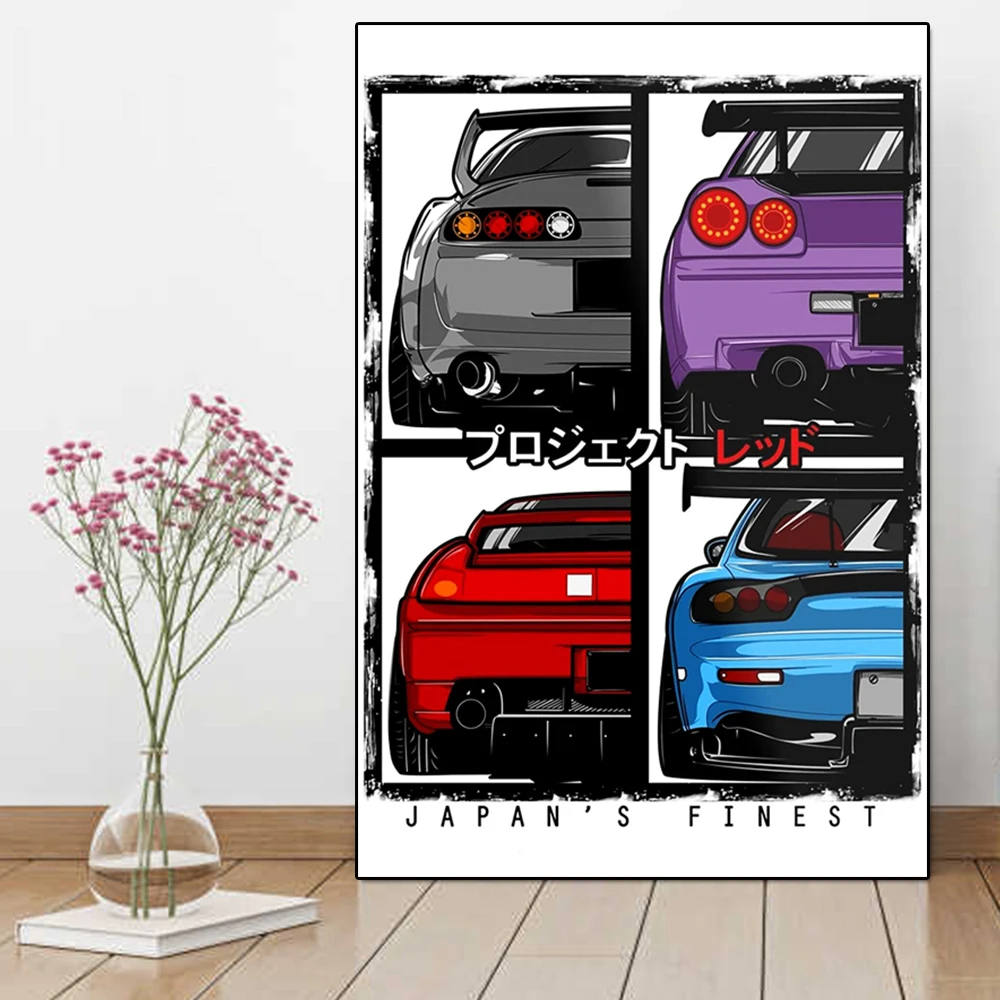 Japanese Classic Racing Car Game Poster Luxury Supercar GTR Anime Canvas Painting Abstract Wall Art Living Room Home Decoration