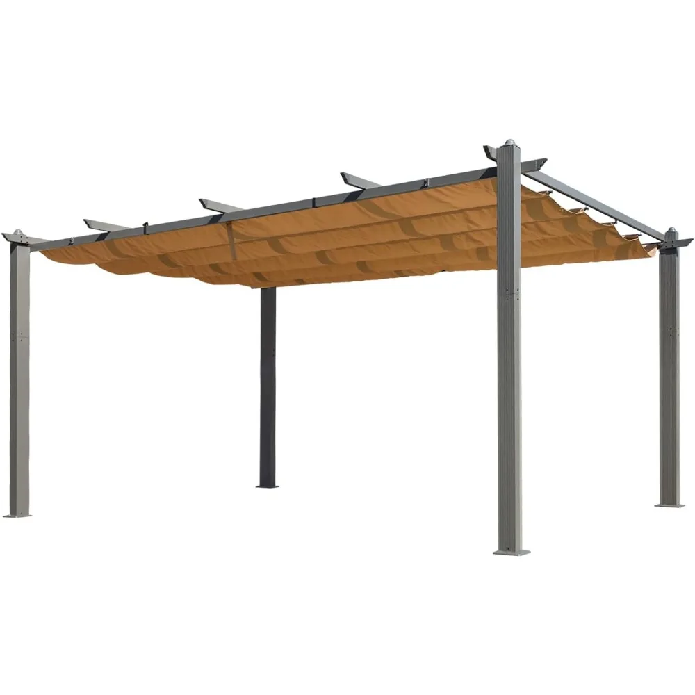 Outdoor Pergolas, Aluminum Pergola with Retractable Canopy, with Adjustableand Removable Sun Shade Canopy,Outdoors Garden Gazebo