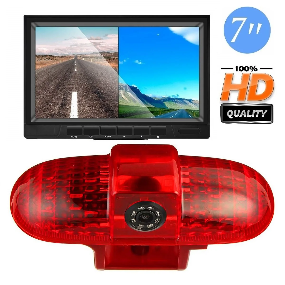 E9 HD 720 P3rd Brake Light Rear View Camera +7 Inch Monitor for Renault Trafic Opel Vivaro A Opel Combo C FIAT Talento,Primastar