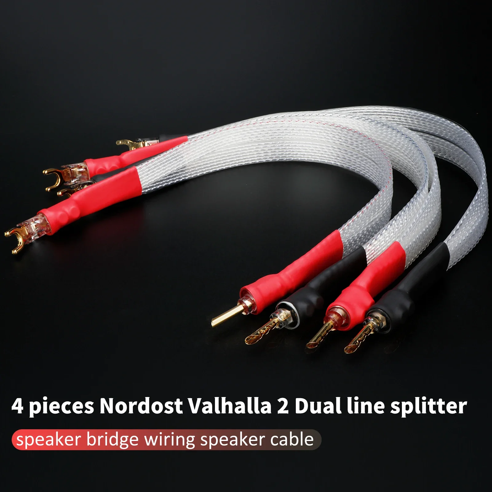 Nordost Valhalla 2 Dual Line Splitter Speaker Bridge Wiring - 4-Pack, Silver Plated 99.998% OFC Copper Conductor with PE Outer a