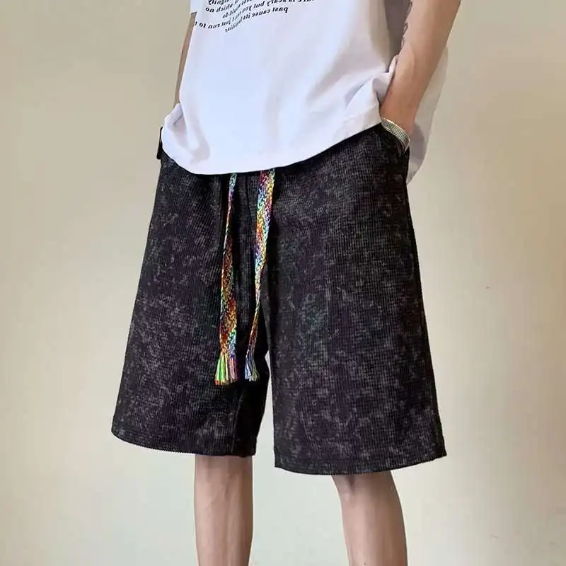 2024 New Summer Casual Flower Men Hawaii Sand Motion Large Size Elastic Waist Gradient Color Printing Loose All-match Shorts