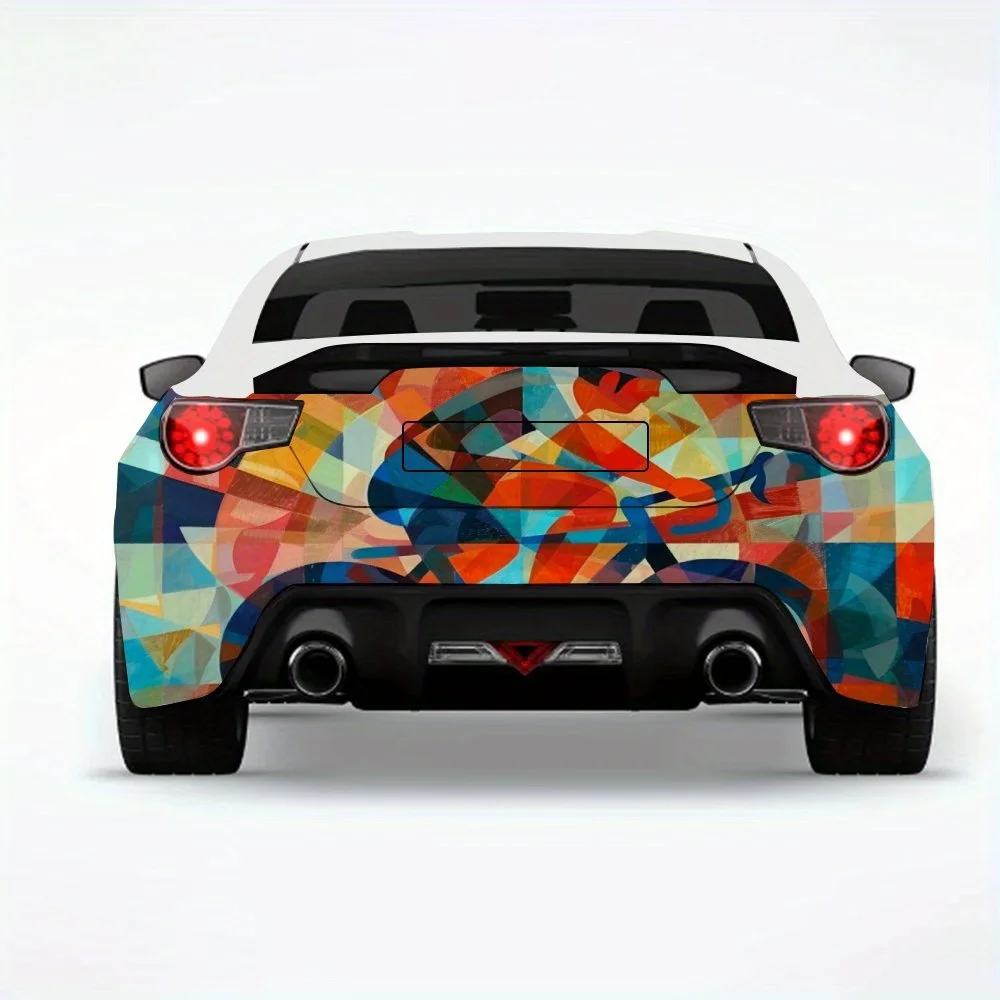 Abstract Cyclist Art Car StickerVinyl Decal for Car Rear, Waterproof Self-Adhesive Vinyl Stickers for Vehicle Tail & Bumper, Dec