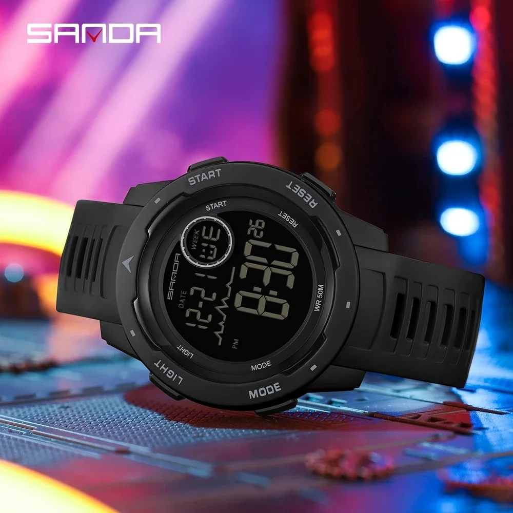 2023 New Fashion Sanda Top Brand Sports Watches Countdown Waterproof Led Digital Man Military Wristwatch