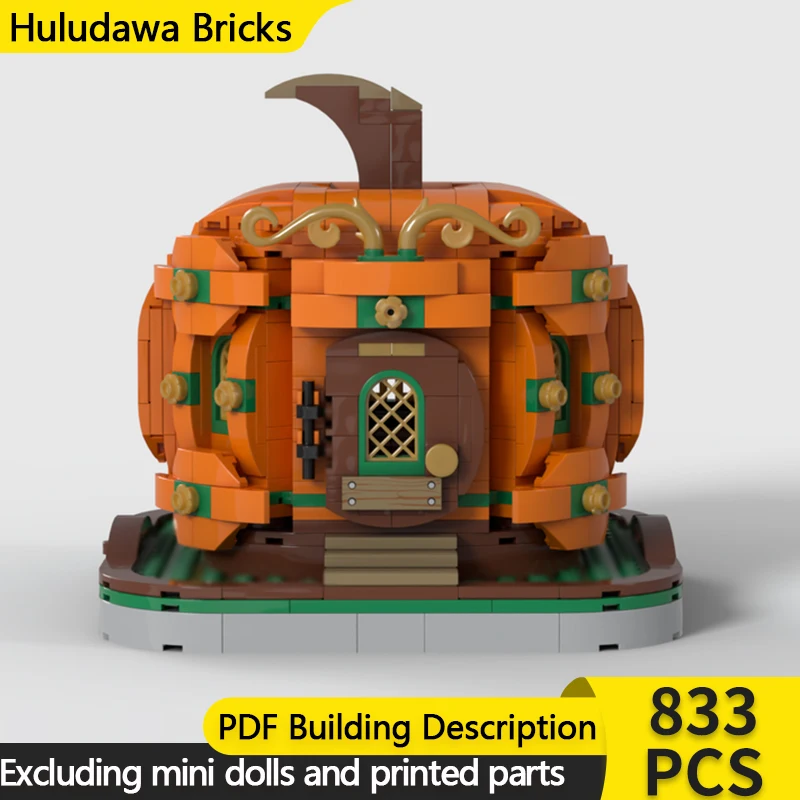 

City Street View Model MOC Building Bricks Halloween Pumpkin House Modular Technology Children Holiday Gifts Assemble Toys Suit