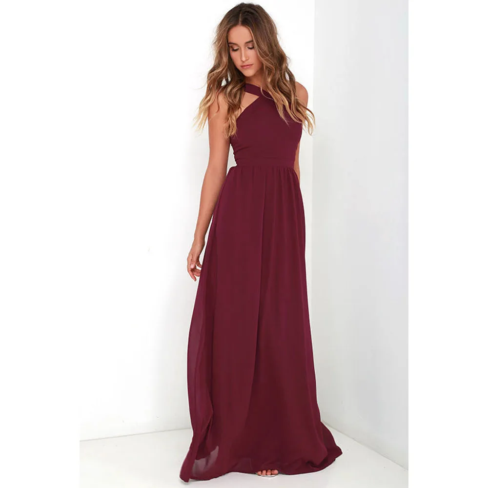 S-XXL Abito aderente elegante da donna Abito da spiaggia in chiffon all'uncinetto 2023 Abiti lunghi da festa lunghi senza maniche sexy Abiti