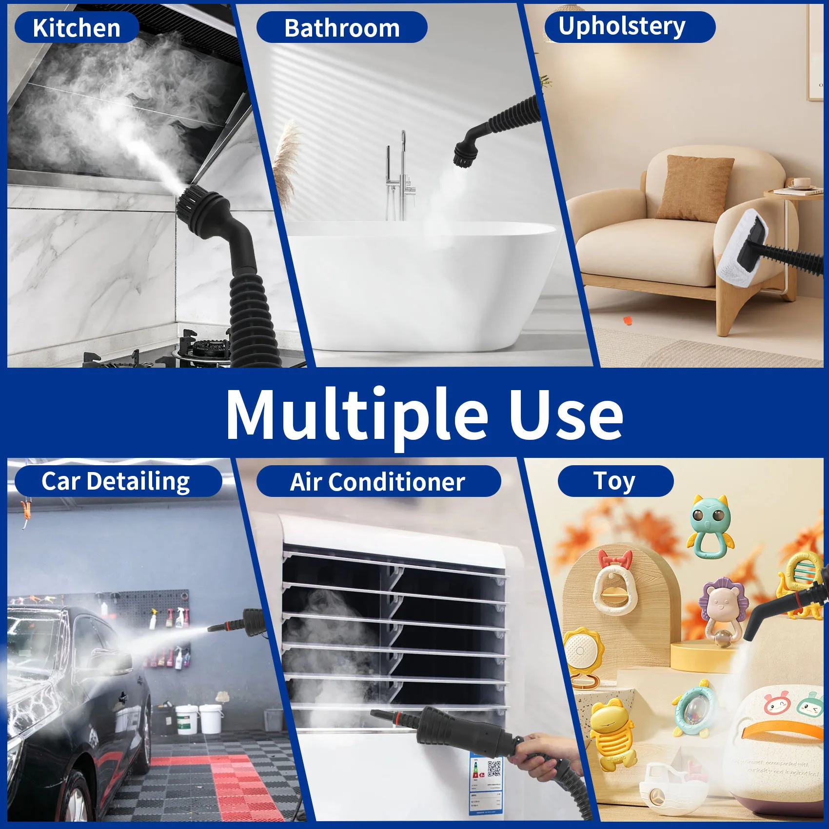 Multi-Surface Handheld Steam Cleaner,Pressurized Steam Cleaner for Home with 9 Accessory Kit, Multi-Purpose Steamer for Cleaning
