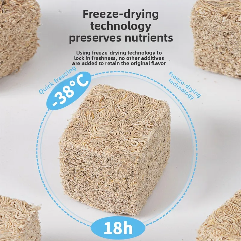 PENISON Freeze-Dried Tubifex Worm Block, Sticks to Glass for Guppies, Small Fish & Cichlids - Natural High Protein Food