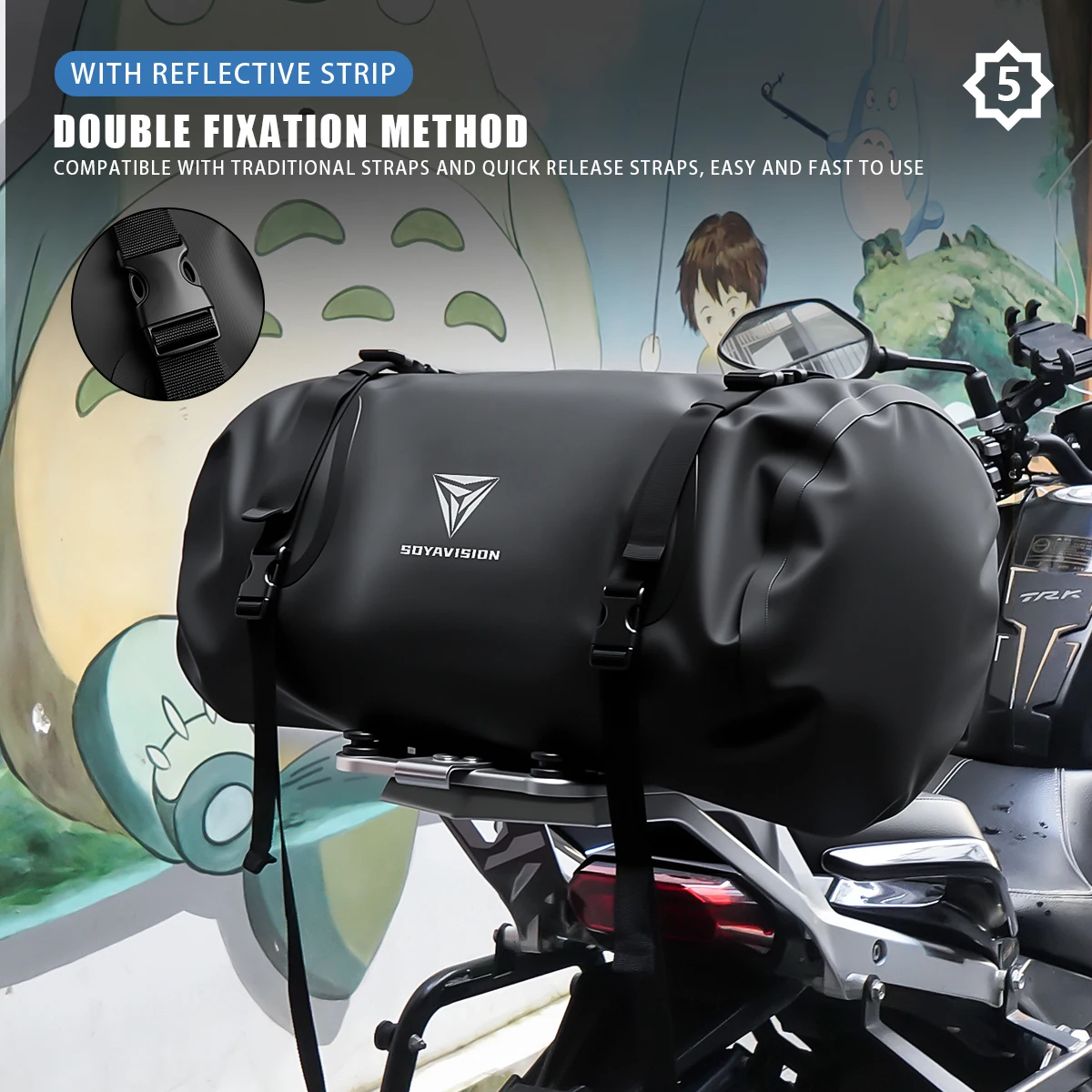 

SOYAVISION 35L мотоциклетная водонепроницаемая сумка для хвоста, дорожная уличная сухая сумка для багажа, рулонная сумка, сумка для сиденья мотоцикла