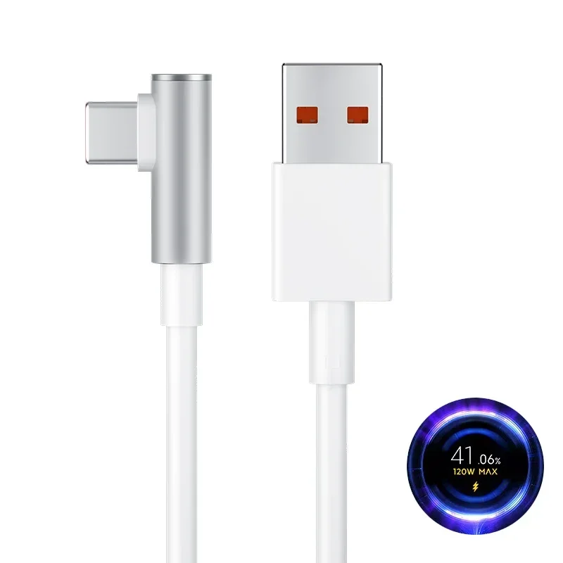 Usb Elbow Type C 120W Fast Charging Cable for Xiaomi 6A 90 Degree Compatible Xiaomi 13 12 11 10 Redmi Note