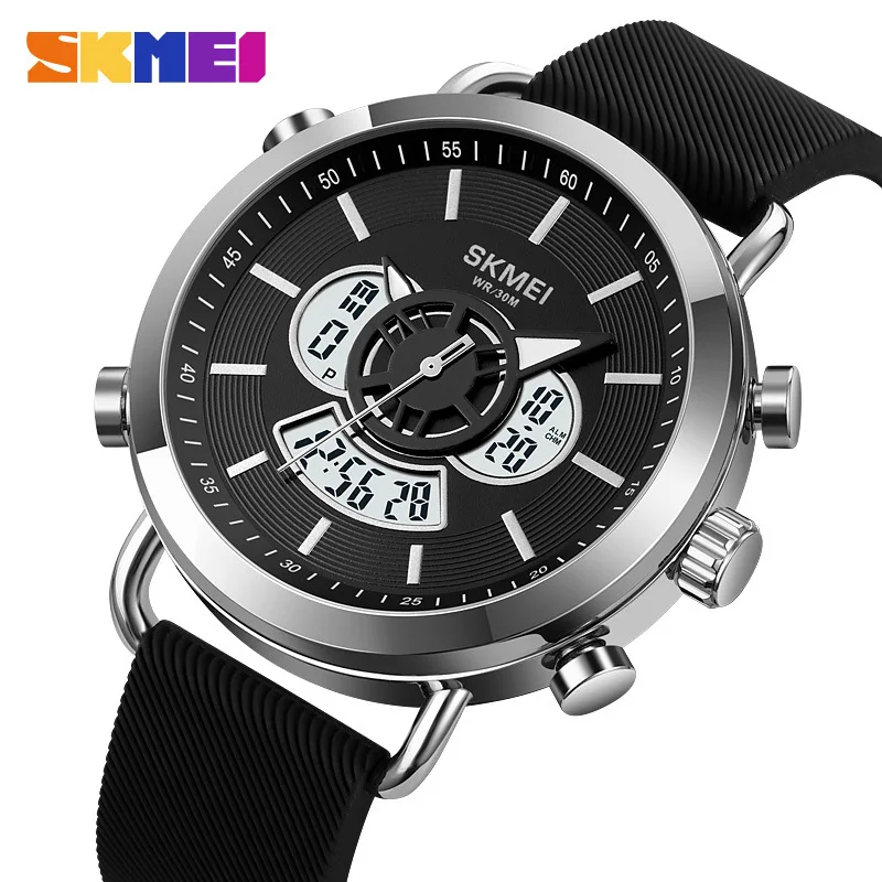 Skmei Casual Cool Men's Watch Multi-Functional Waterproof Double Display Electronic Watch Alarm Clock Reminder Watch Men