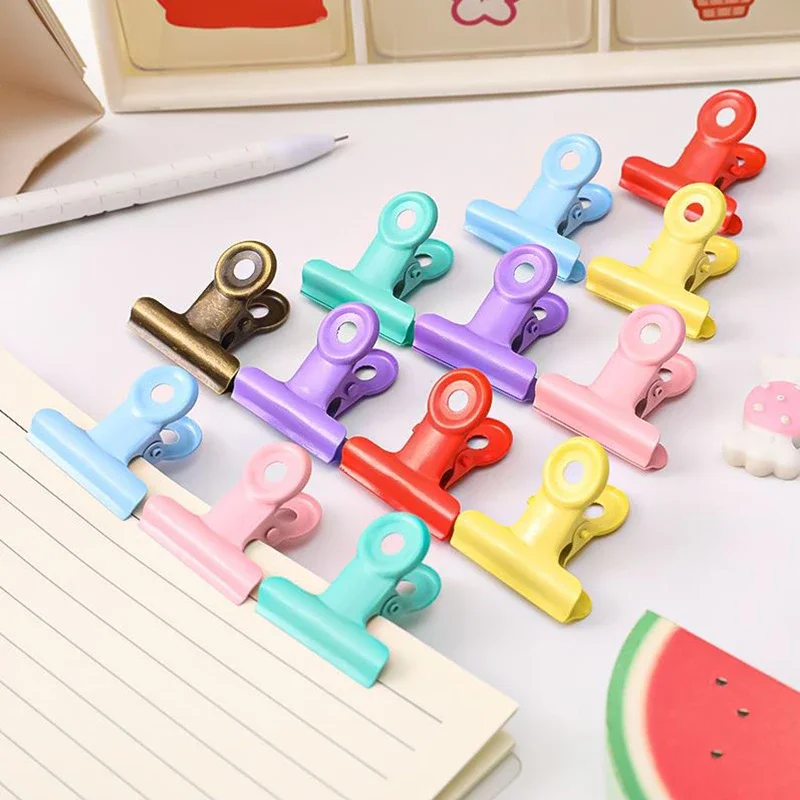 5PCS/Set Multiple Colors Vintage Metal Paper Clip Binder Clips Grip Clamps Ticket Paper Document Office School Stationery 30MM