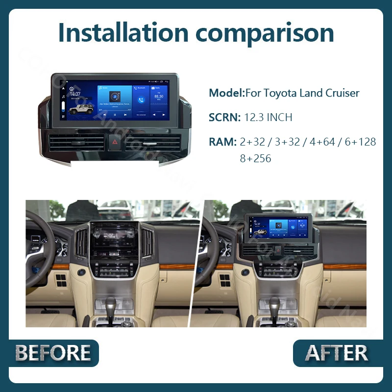 12.3 Inch For Toyota Land Cruiser 2016-2022 Android 10 Octa Core Car Radio Multimedia Video Player Navigation 1920*720