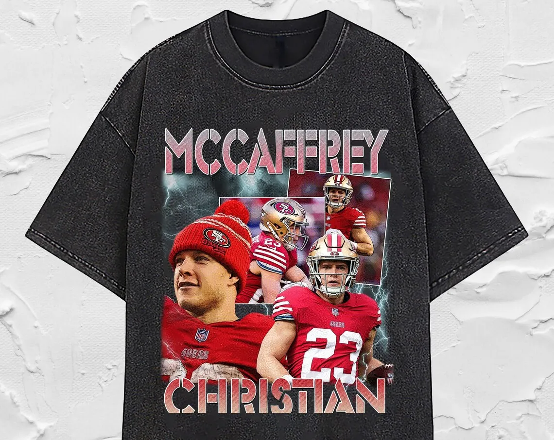 Christian McCaffrey Vintage Washed T-Shirt Running back Homage Graphic Unisex Long Sleeve  Retro 90's Fans Hoodie Gift