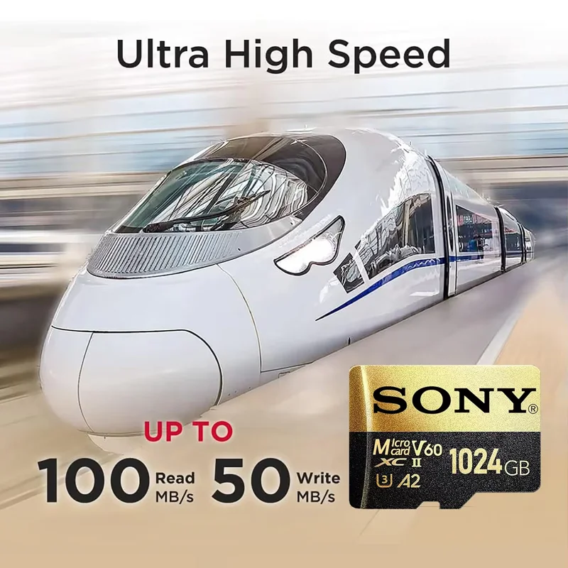 Kartu SD Mini SONY 2TB Class10 A2 U3 Kartu Flash TF 1TB untuk Speaker PC Ponsel Pintar HD Kartu Micro SD Kecepatan Tinggi untuk Nintendo Switch