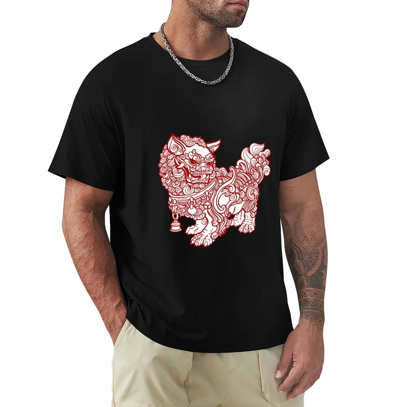 

A FU DOG T-Shirt anime stuff Luxury man plain white t shirts men