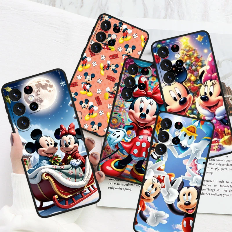 Disney Art Mickey Graffiti For Samsung Galaxy S24 S23 S22 S21 S20 FE S10 Ultra Plus Shockproof Soft TPU Black Phone Case