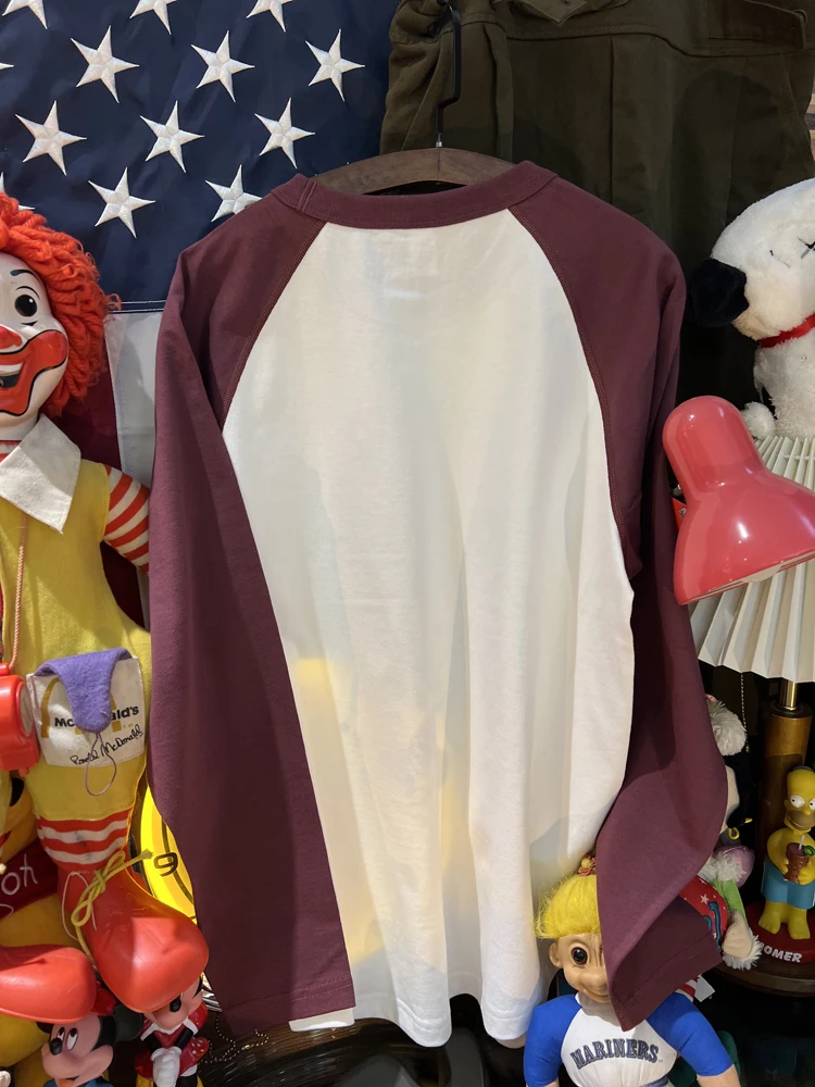 빈티지 아메리칸 토이 슈이 앤 지어 숄더 인서트 컬러 블로 헤비웨이트 순면 롱 슬리브 티셔츠