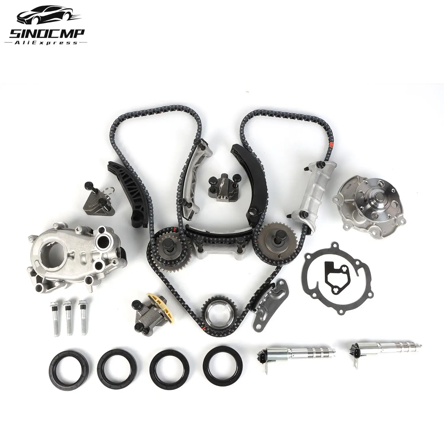 Kit de Cadena de Distribución con Bomba de Aceite, Bomba de Agua y Solenoide VTC para Cadillac, Suzuki, Buick, Pontiac, GMC, Saab 3.0 3.6L V6 217 CID DOHC 24 Válvulas