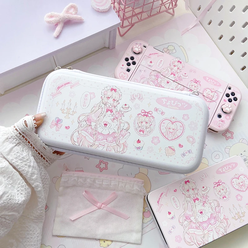 Urocze etui na Nintendo Switch NS w stylu anime, różowe, dzielone, twarde, ochronne na stację dokującą, akcesoria do gier dla Nintendo Switch OLED/Lite, kontroler Joy-Con — zdjęcie produktu 6