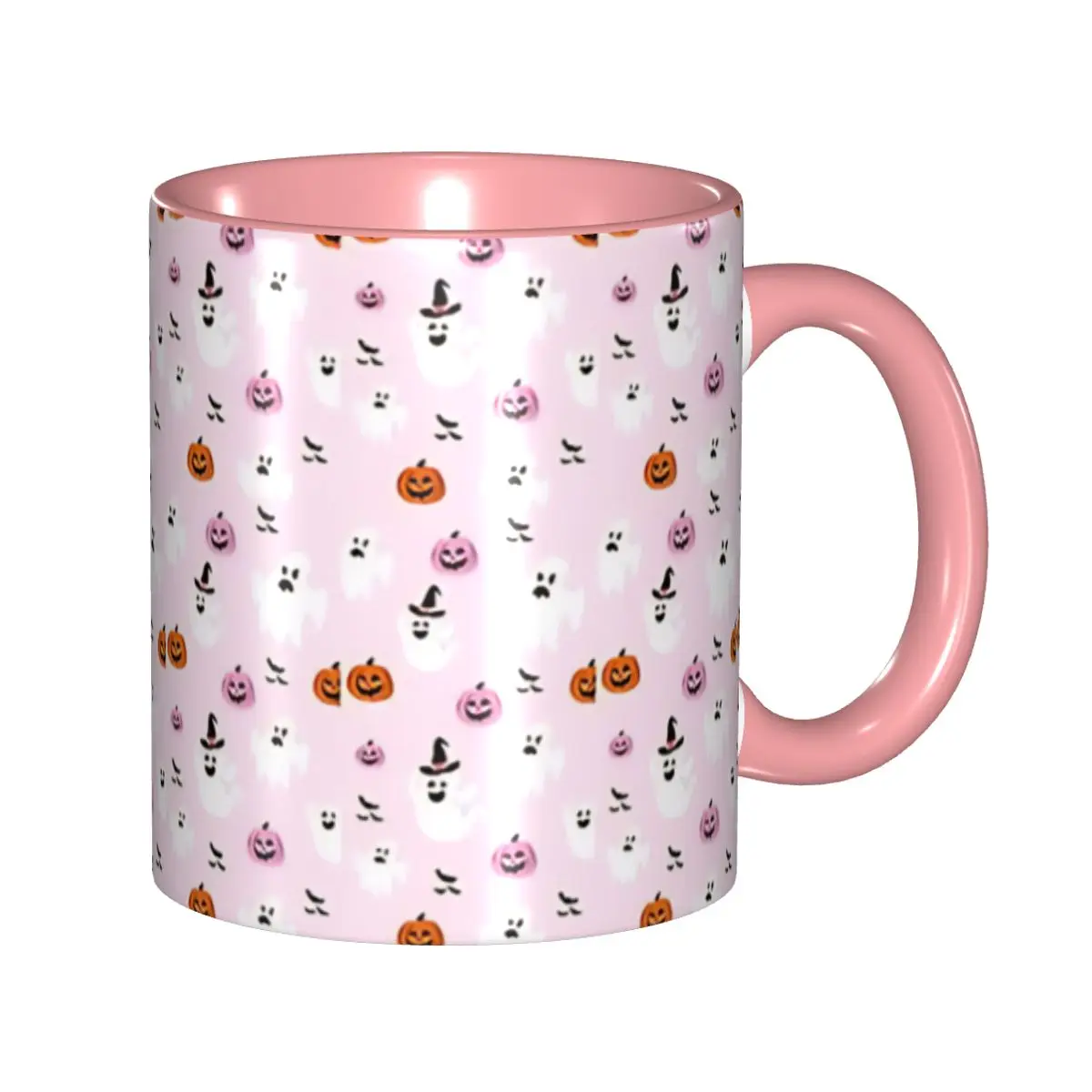 Unique Design CUTE GHOST SMILEY FACE Halloween Accessories Mugs Cute Pink Coquette Ghost Coffee Cup