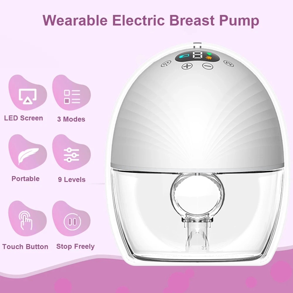 Portable Electric Breast Pump Silent Wearable Automatic Milker LED Display Hands-Free Portable Milk Pump NO BPA Baby Accessories