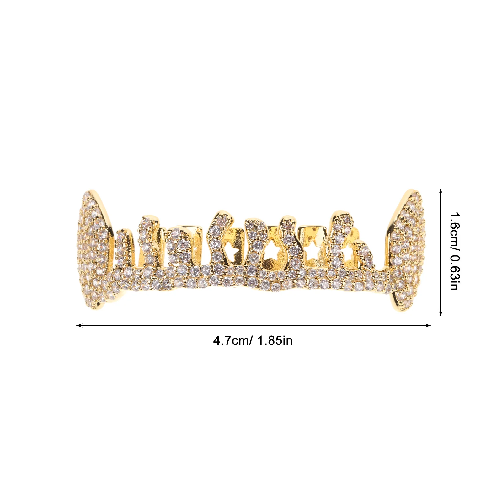 Waterdrop Irregular Clip on Golden Tooth Cap Mouth Grill Men Hip Hop Rhinestone Teeth Jewelry Rapper Costume Grills