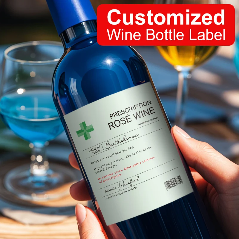 Anpassbare wasserfeste Weinflaschen-Etiketten, Aufkleber für Hochzeit/Jahrestag/Party-Dekoration, langlebige, selbstklebende, personalisierte Geschenkideen