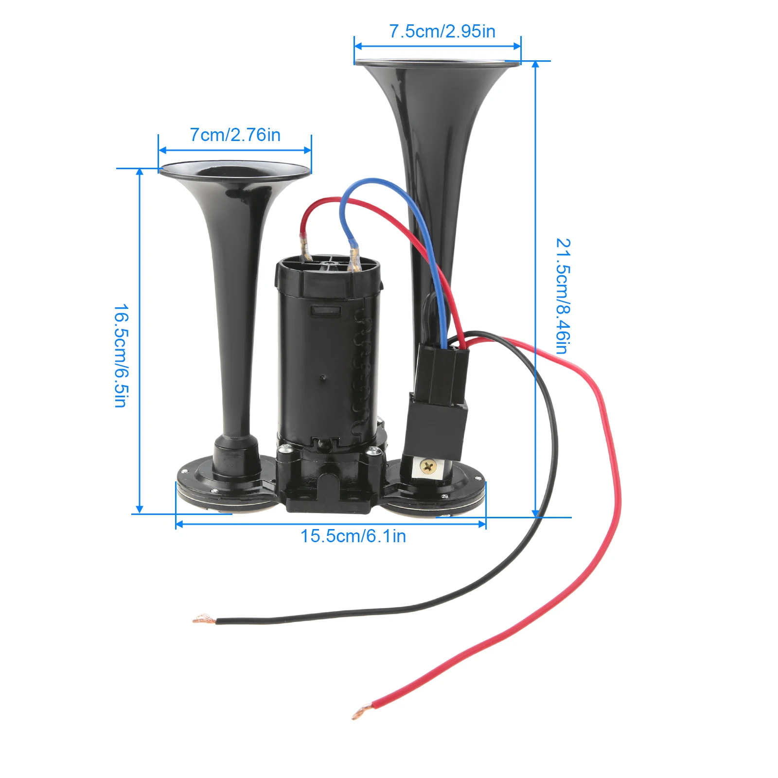 12V Dual Trumpet Air Horn Kit with Built-in Compressor Super Loud Electric Horn for Car Truck SUV Motorcycle Yacht ATV Boat