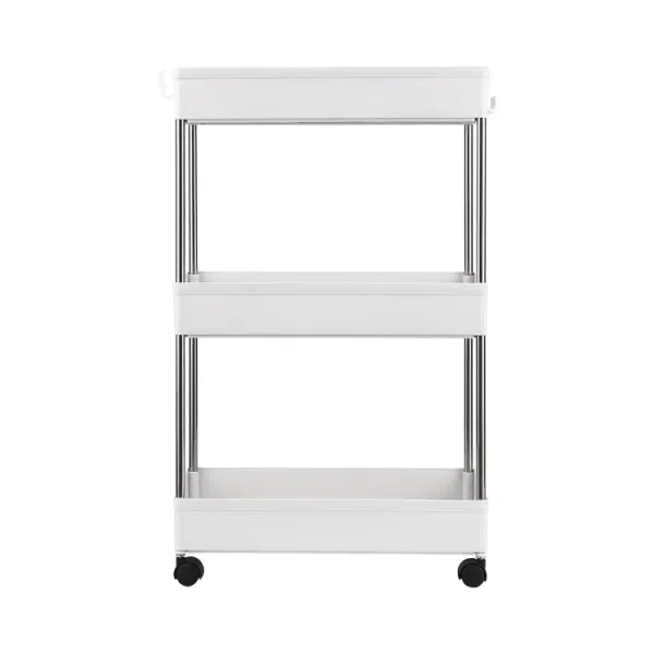 

3-Tier Slide Out Storage Cart Rolling Utility Cart Storage Organizer Shelving for Office Kitchen Bedroom Bathroom Laundry Room