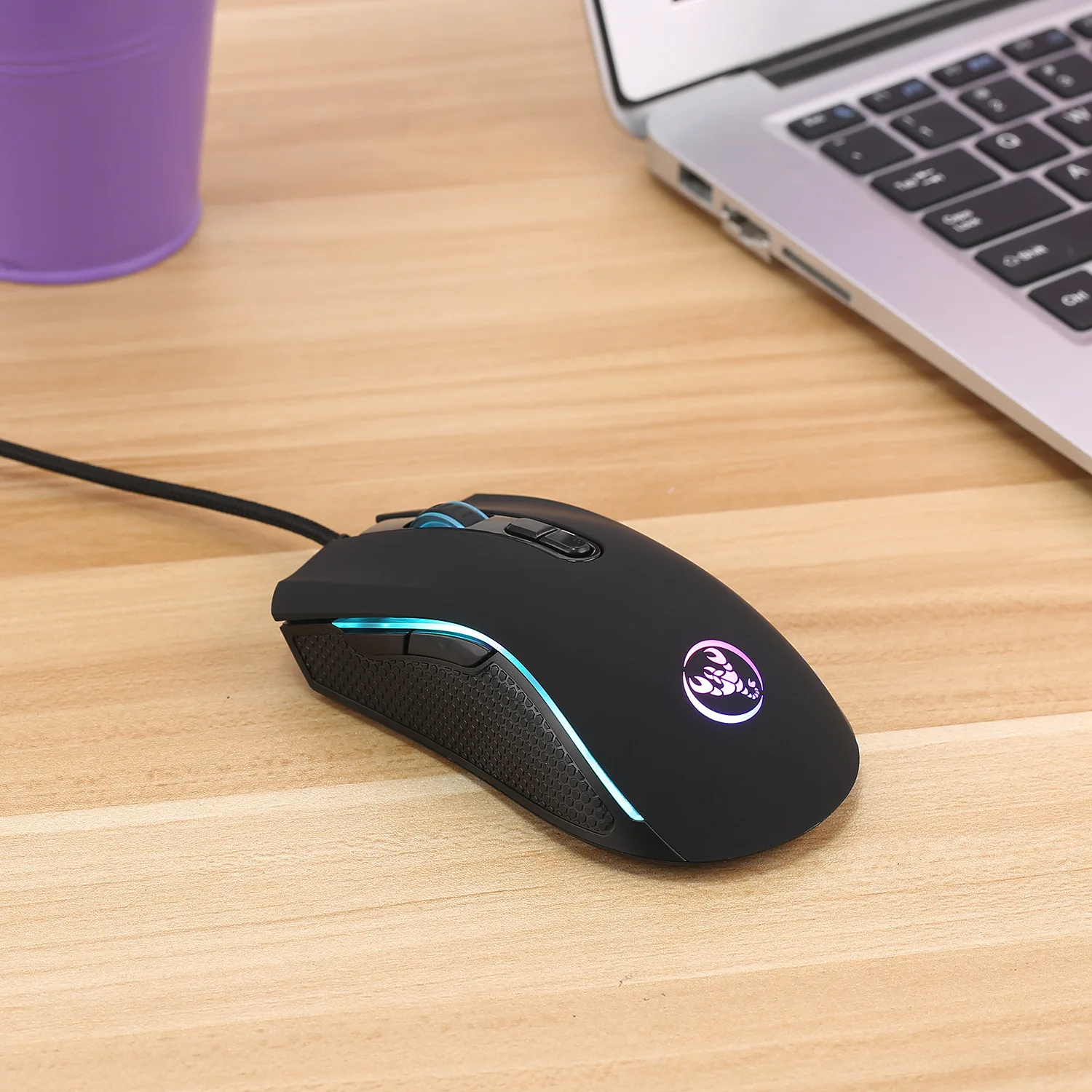 A869 HXSJ Colorful Luminous Game Mouse E-sports Wired Mouse dpi Four-gear Adjustable Height 3200dpi