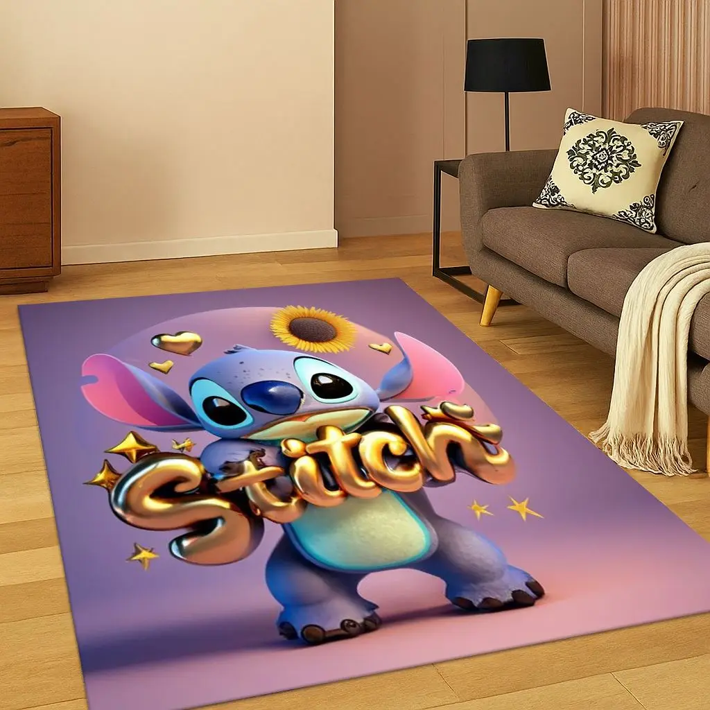 

Disney Lilo & Stitch Monster Cartoon Cute Child Carpet Rug for Playroom Living Room Bedroom Decor,Non-slip Game Floor Mat Gift