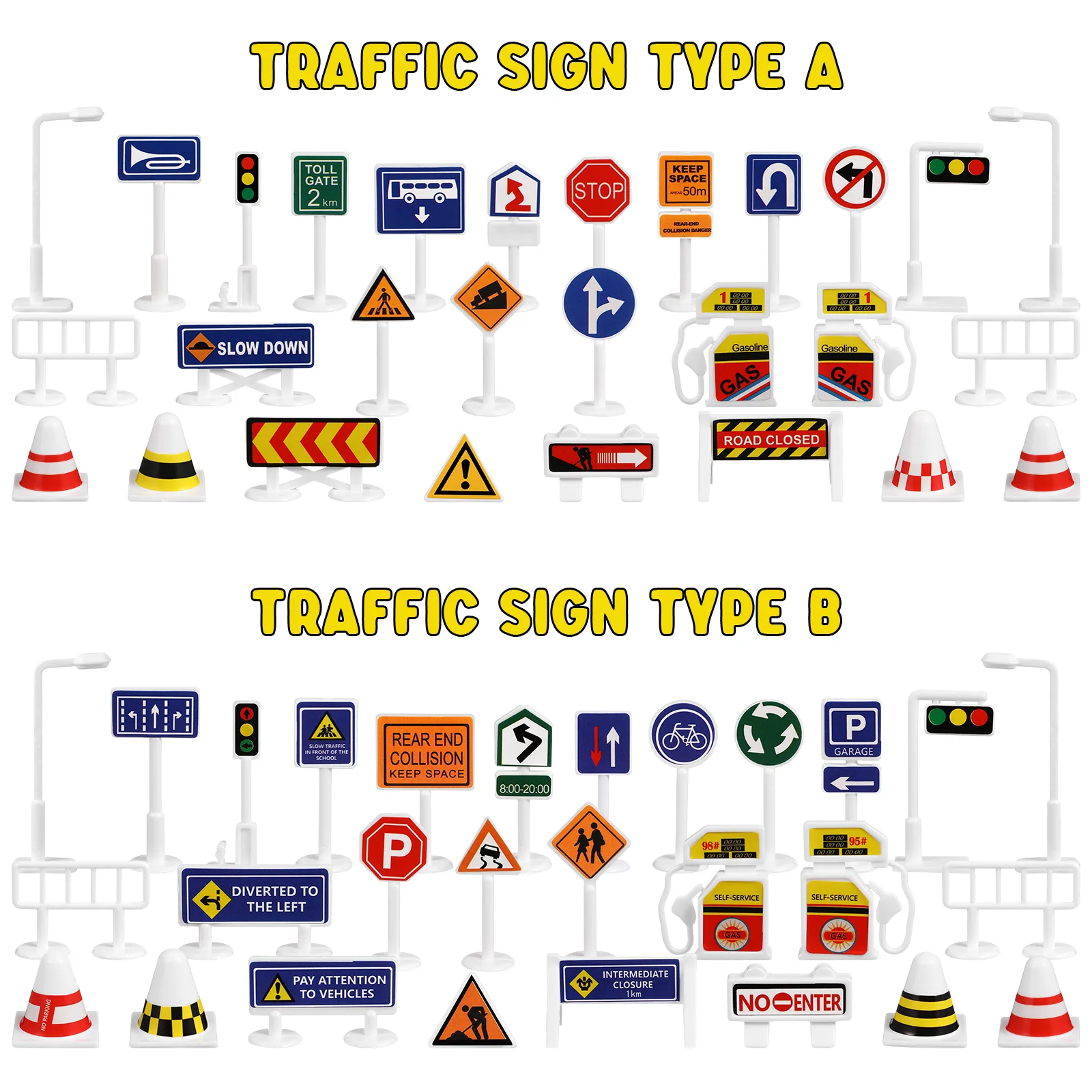 

56 Pcs Barricade Toys Road Signs for Kid Traffic Ornament Street Playset Kids Decorations Cones Miniature Plastic Child