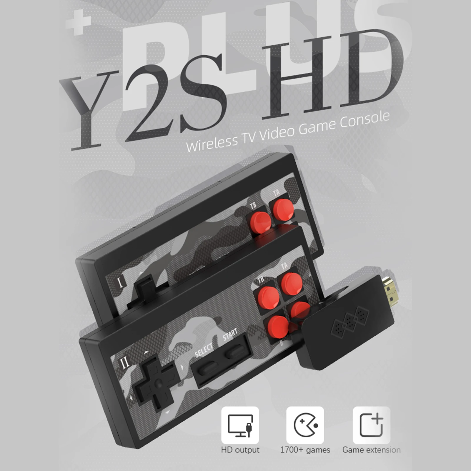 Y2S HD Plus USB Wireless Handheld Video Game Console TV Output Build In 1700 Classic Games Console Portable NES Retro Game Stick