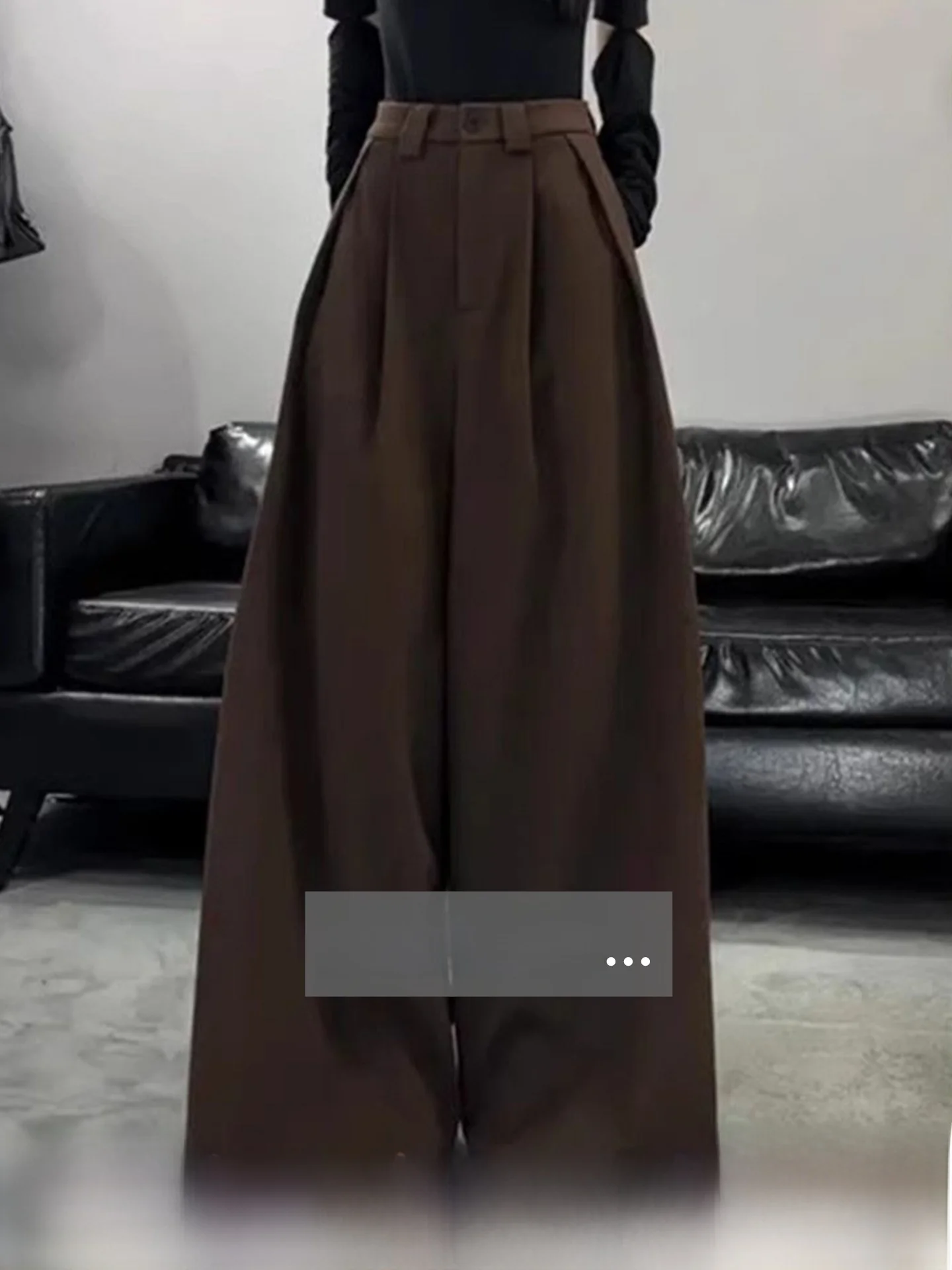 

Широкие брюки с высокой талией, женские повседневные брюки кофейного цвета, плиссированные брюки для поездок на работу, корейская версия, прямая трубка