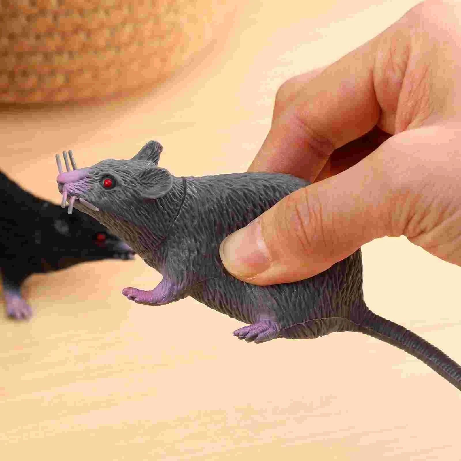 2 Pcs Simulation Mouse Toy Horror Novelty Goods Rat Pranks Weird Stuff Lifelike Snake Fake Mice Spooky Creepy Toys Cat Props