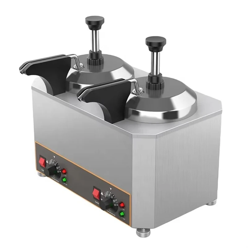 Dispensador Comercial de 2 Recipientes para Chocolate Caliente, Dispensador de Salsa de Chocolate, Calentador de Queso para Nachos