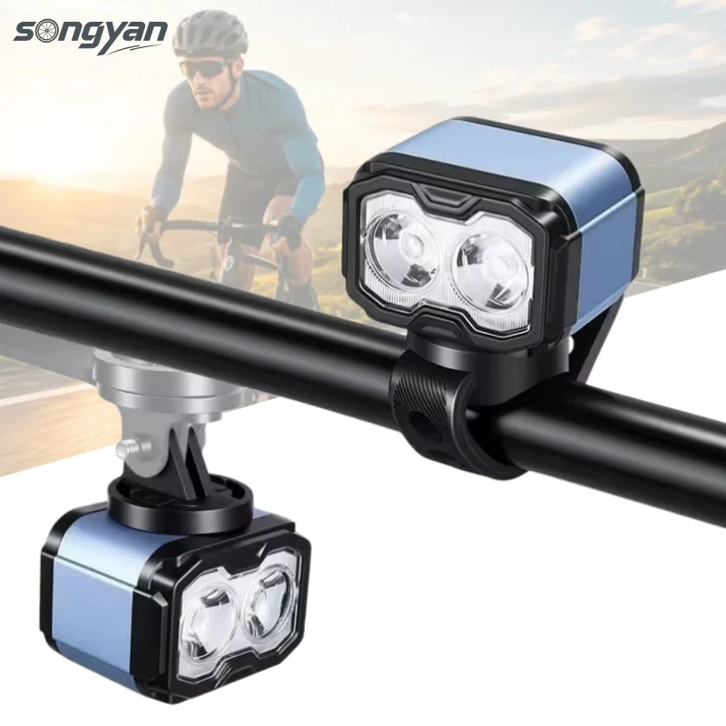 ESLNF Digital-Display Aluminum Alloy Bike Front Light USB-C Charged 1200Mah Long Battery Life Dual Mount Cycling Gear Mountain