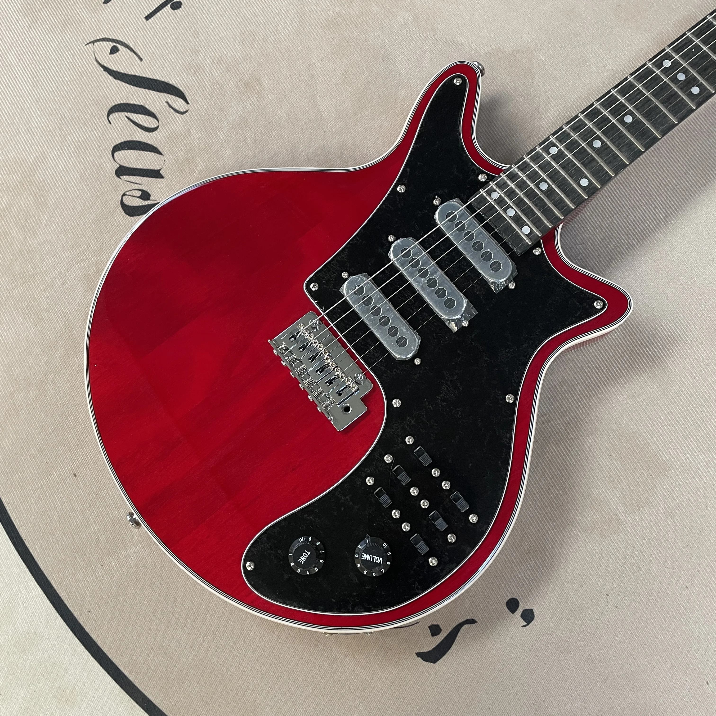 6strings electric guitar red guitars chrome hardware guitarra