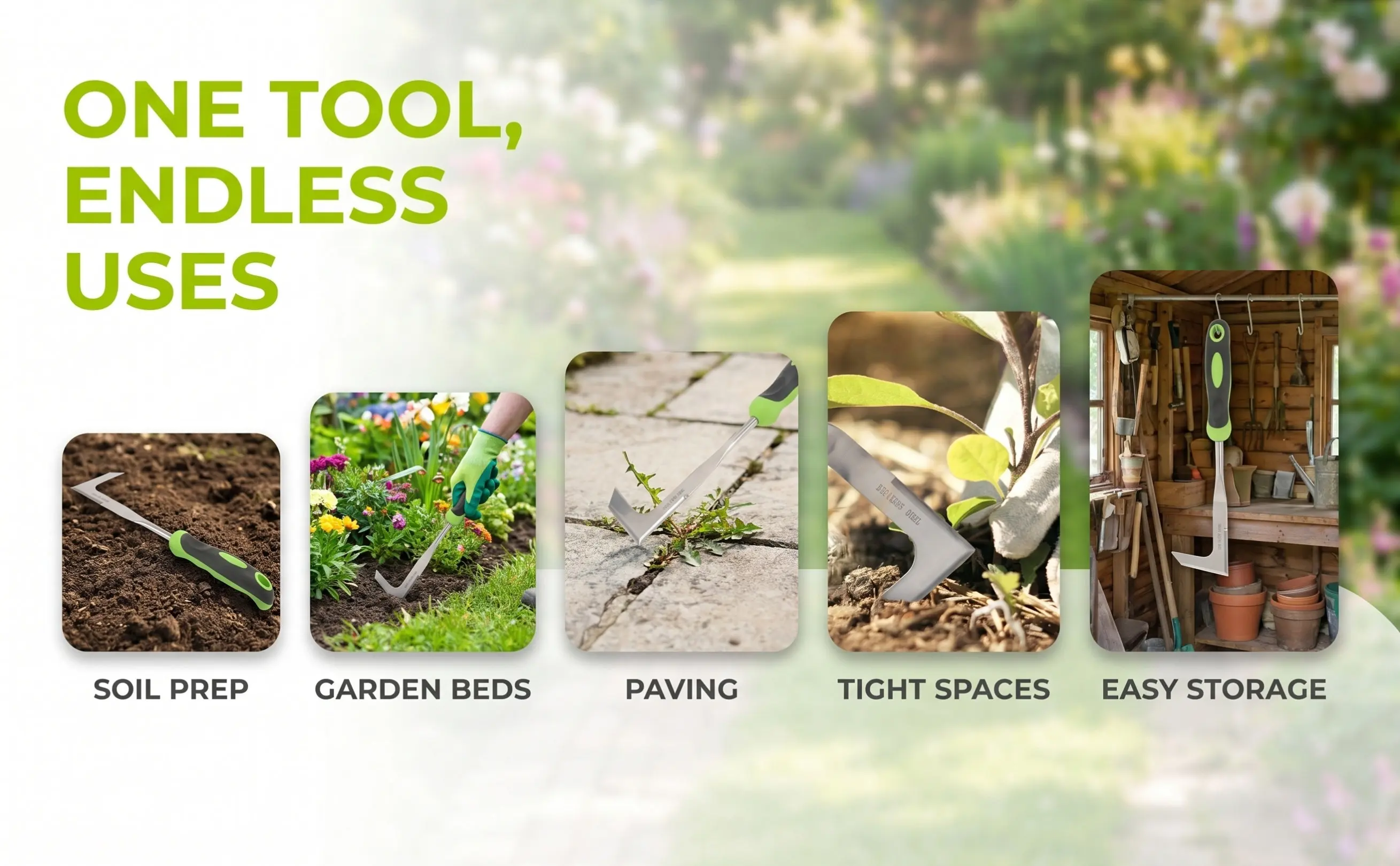 Manual Garden Weeder L Shape Grass Removal Tool for Stone Cracks and Moss Durable Rust Resistant Shovel