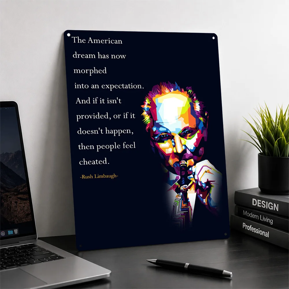 Rush Limbaugh Quotes Metal Poster Quote Wall Art Personalized Vintage Tinplate Sign for Office Gym Study Room Home Decor Plaque