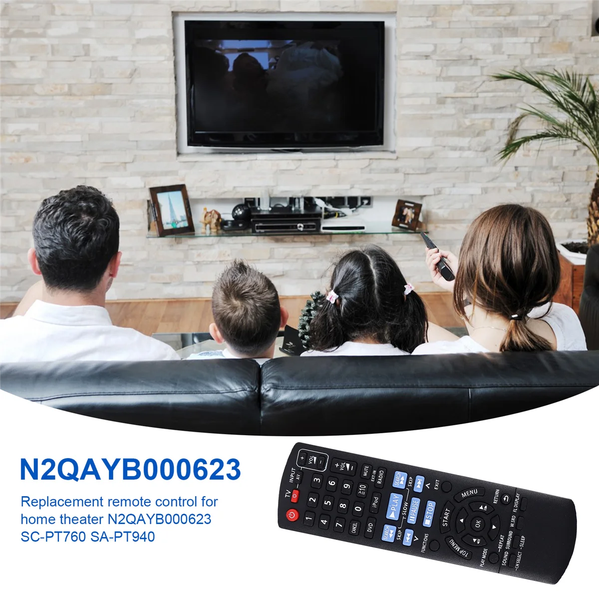 Nuovo telecomando sostitutivo per l'home Theater Panasonic N2QAYB000623 SC-PT760 SA-PT940 Fernbedienung