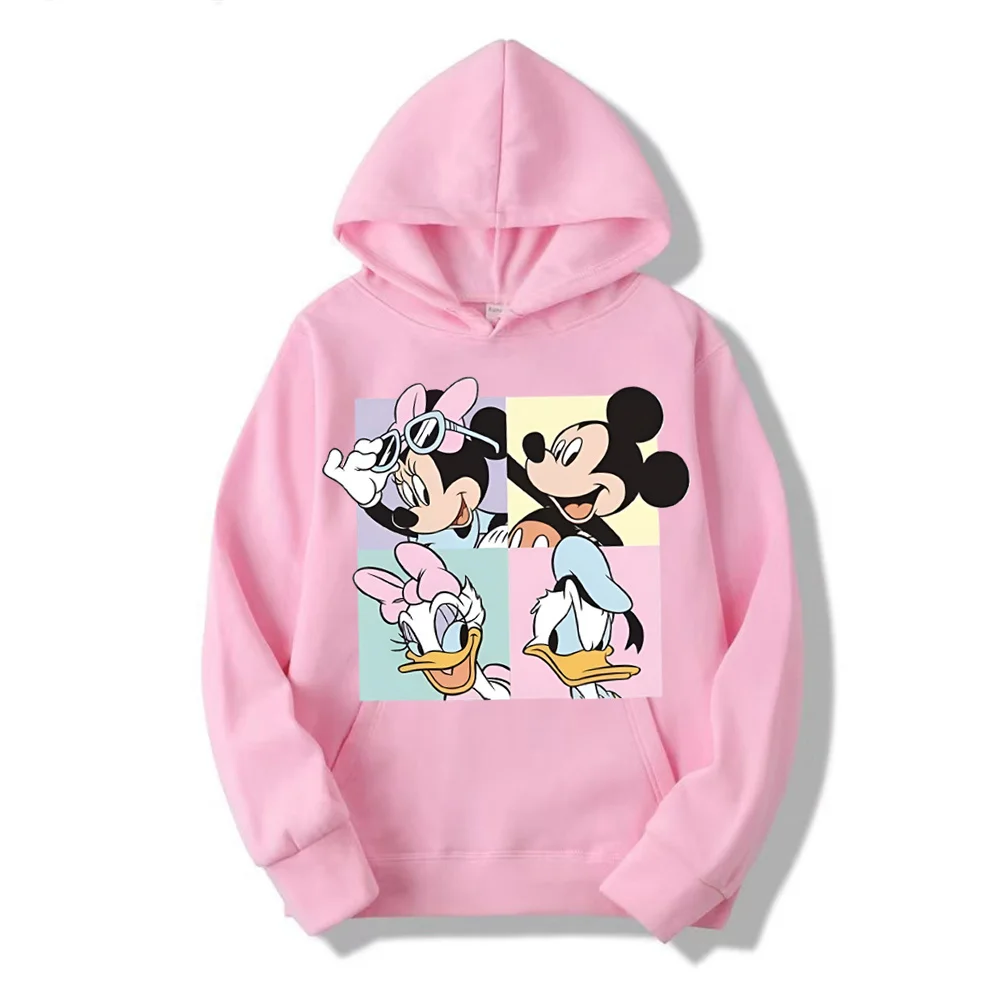 2025 New Disney Mickey Minnie Casual Men's and Women's Hoodies Cartoon Minnie Pattern Large Size Pullover Spring and Autumn Outd