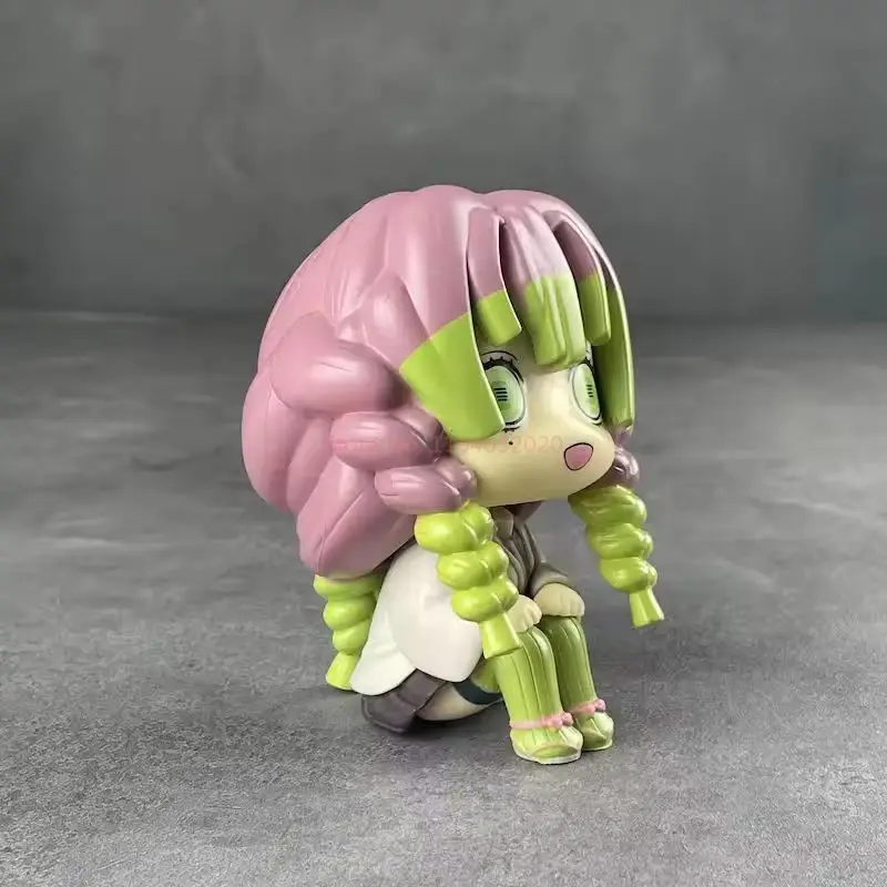 Demon Slayer Anime Q Ver. Conjunto de bonecos de ação - Mitsuri Kanroji Shinazugawa Sanemi Brinquedo colecionável modelo Kawaii Pvc presentes de Natal