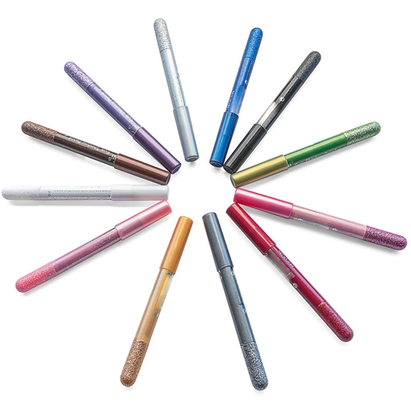 GLAZZI 1Set 12 colori Lasting Glitter Shimmer Eye Shadow Pen Eyeliner Waterproof