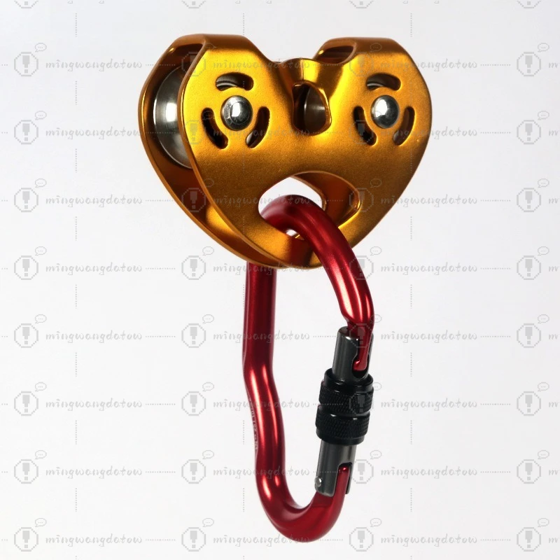 Dual Shaft Double Pulley Heart Shape Pulley for Crossing Steel Cable Zipline Cableway Equipment