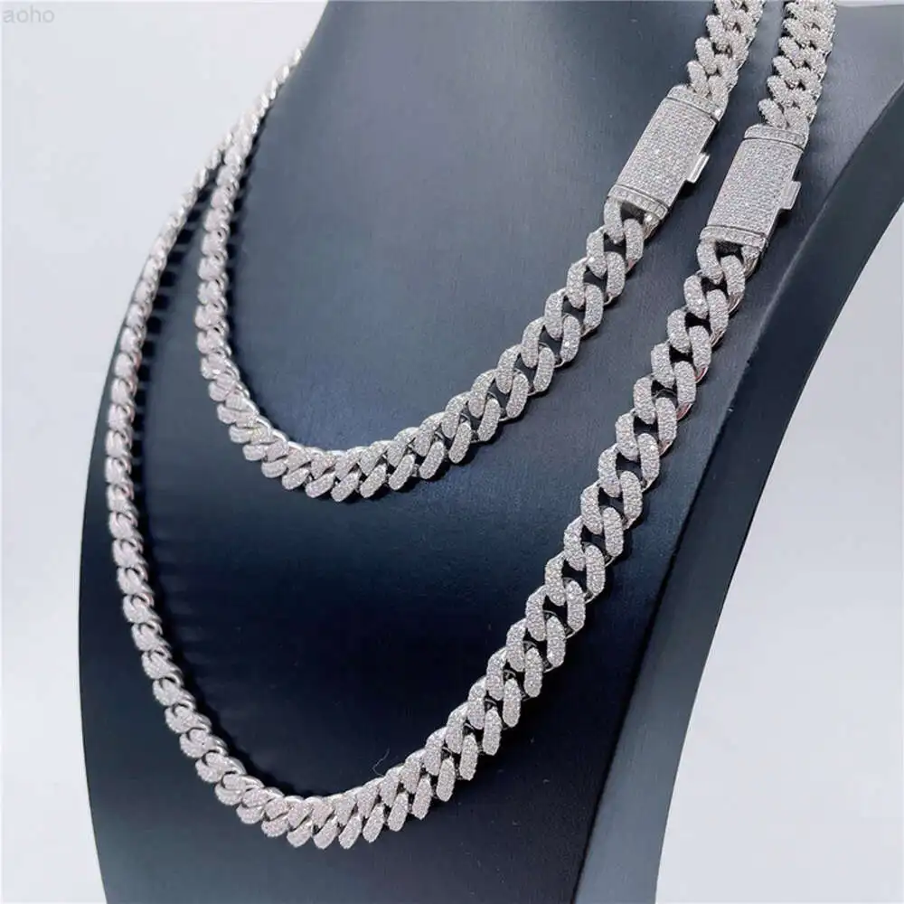 Blues Oem 10mm Hip Hop Custom 925 Sterling Silver Iced Out Diamond Luxera Moissanite Cuban Chain Necklace